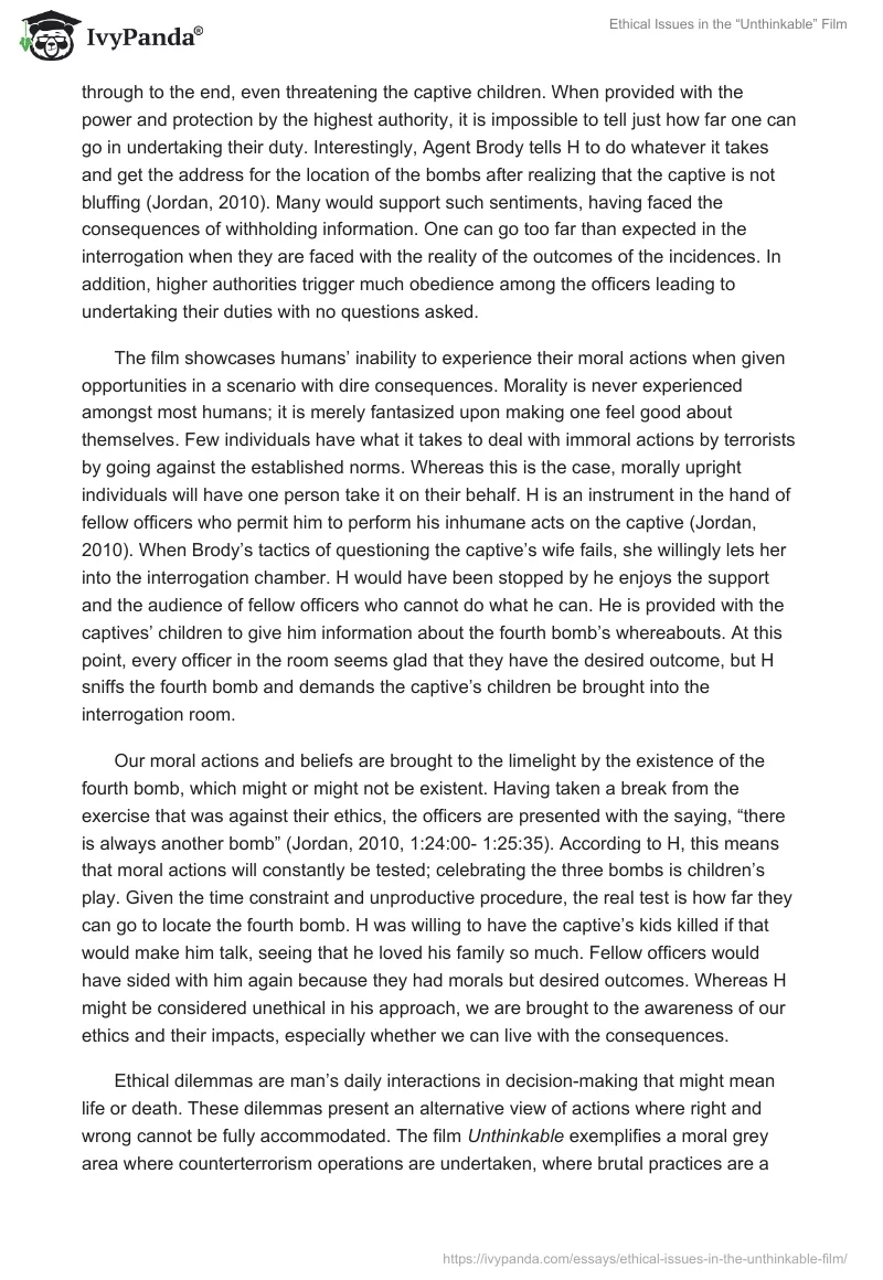 Ethical Issues in the “Unthinkable” Film. Page 3