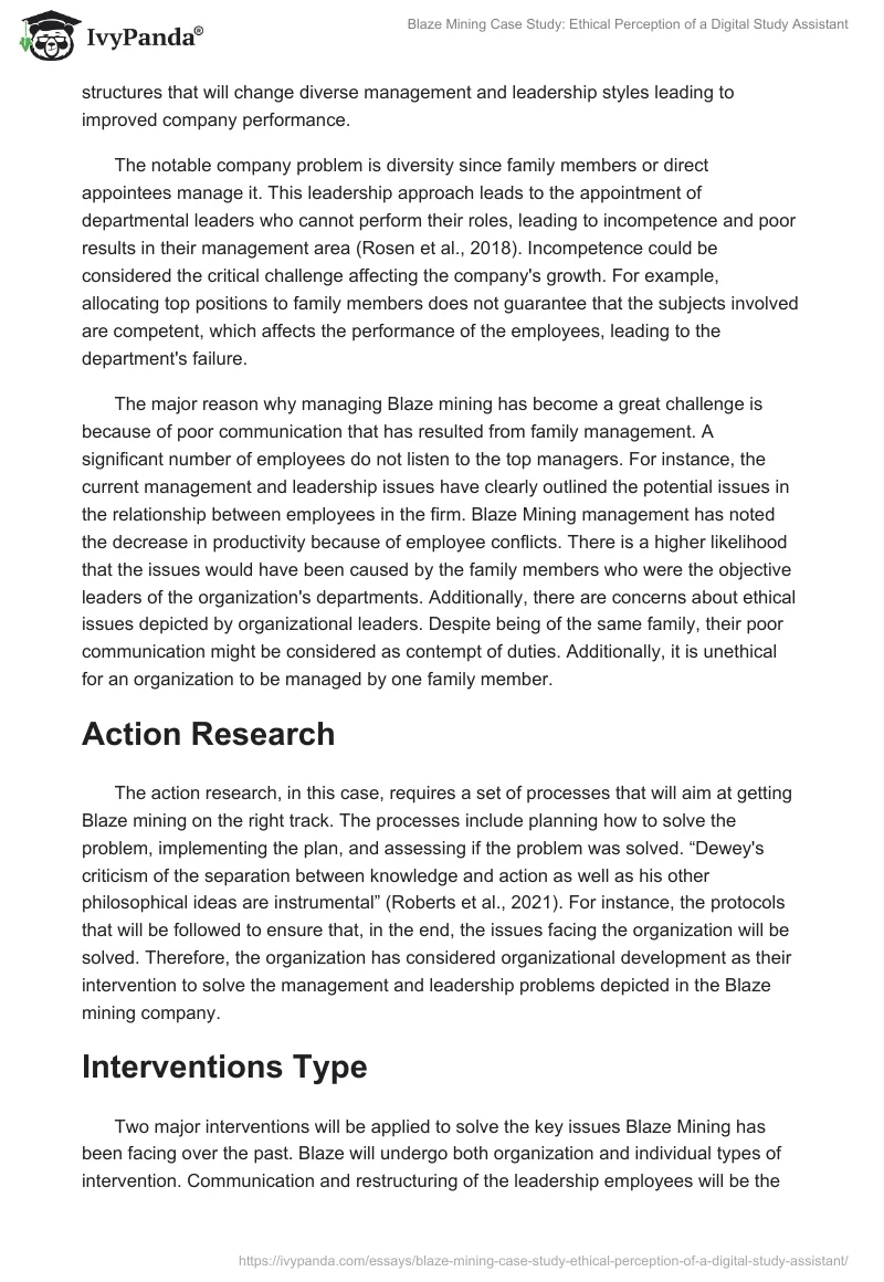 Blaze Mining Case Study: Ethical Perception of a Digital Study Assistant. Page 2