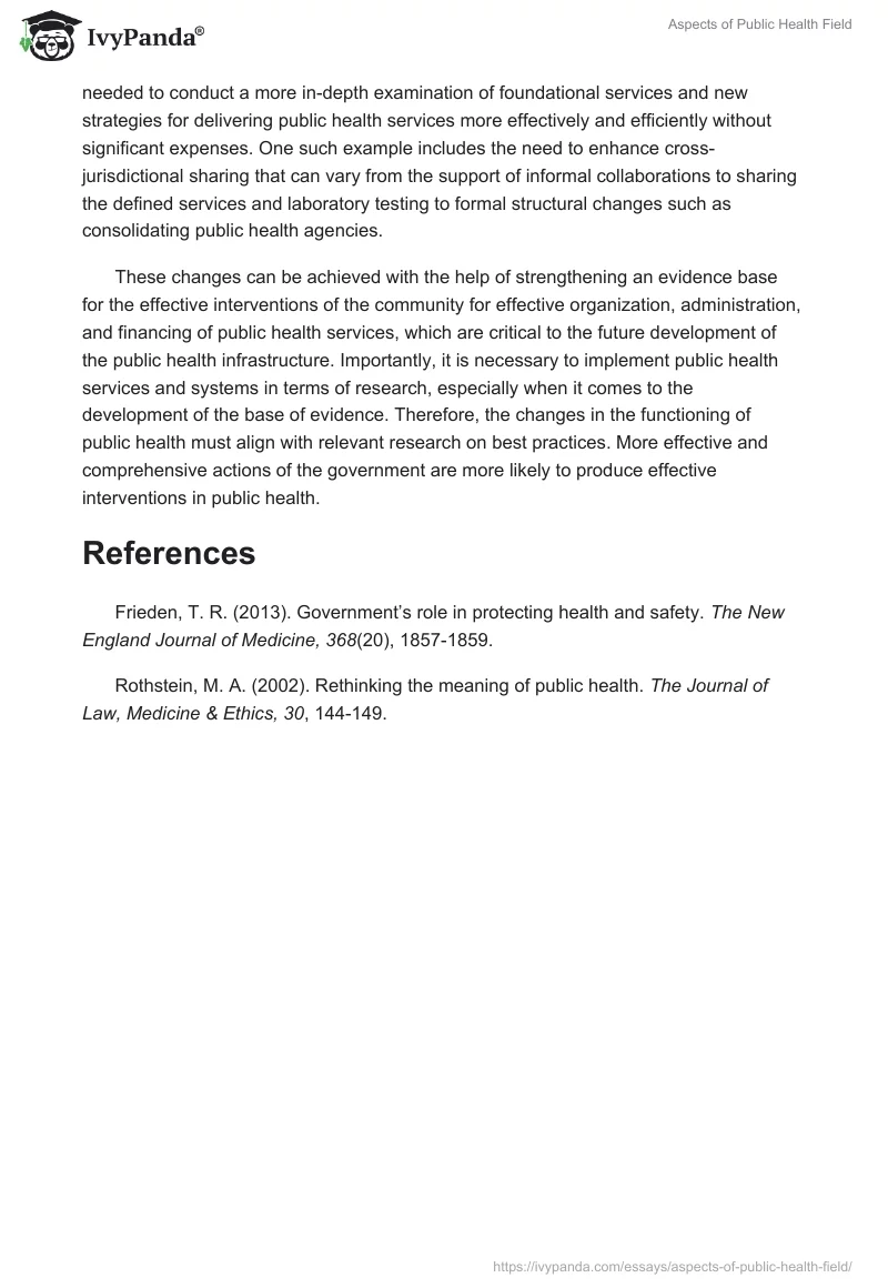 Aspects of Public Health Field. Page 2