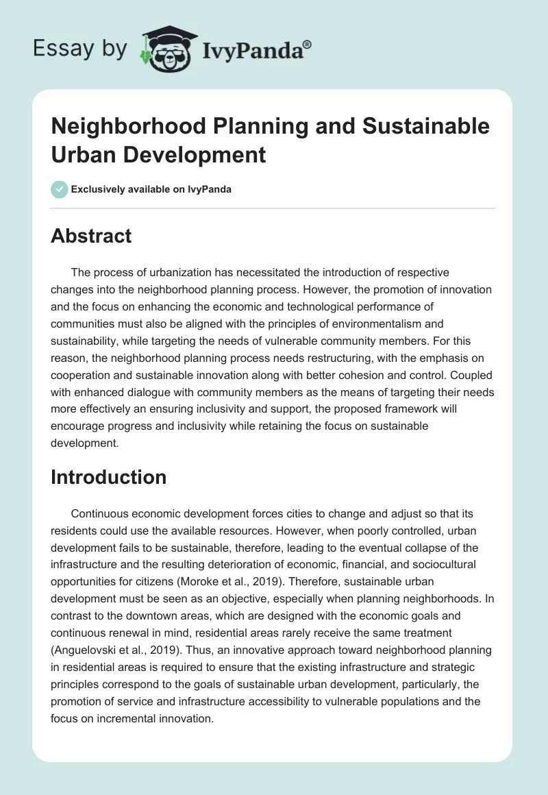 Neighborhood Planning and Sustainable Urban Development. Page 1