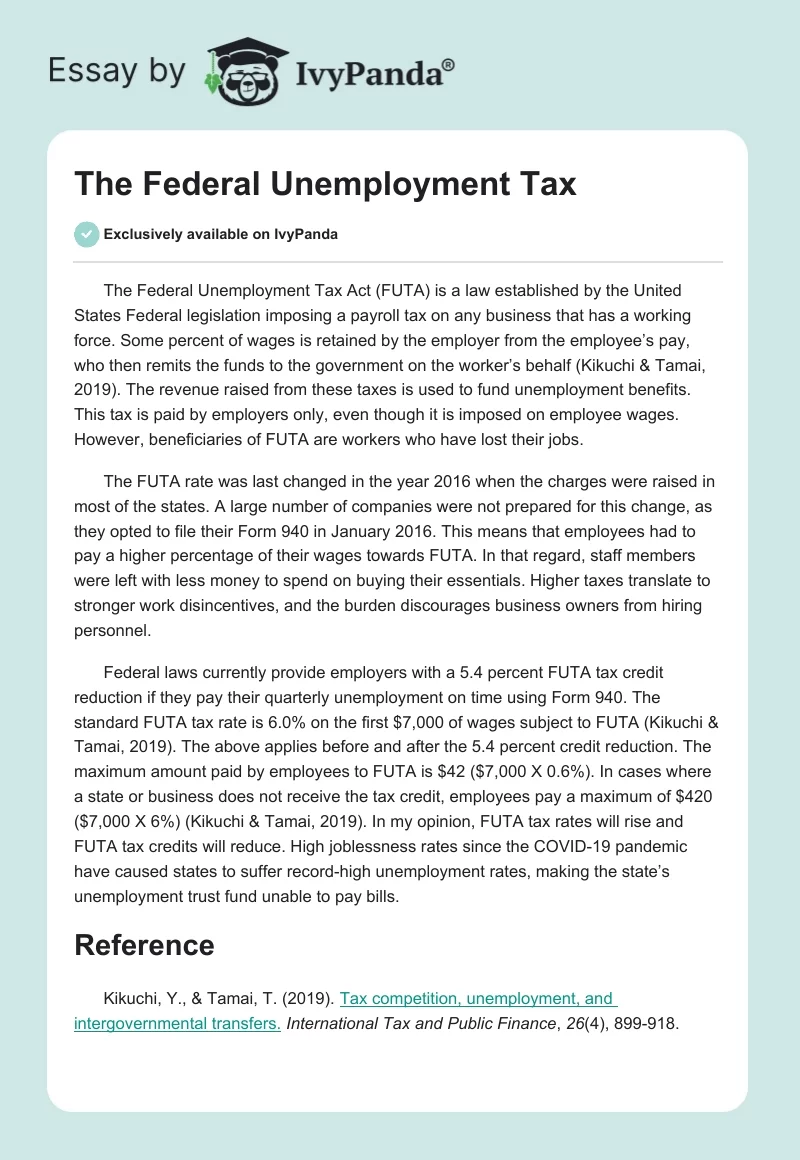 The Federal Unemployment Tax. Page 1