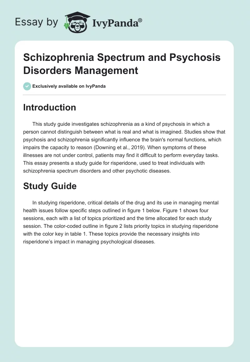 Schizophrenia Spectrum and Psychosis Disorders Management. Page 1