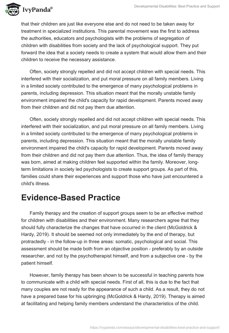 Developmental Disabilities: Best Practice and Support. Page 2