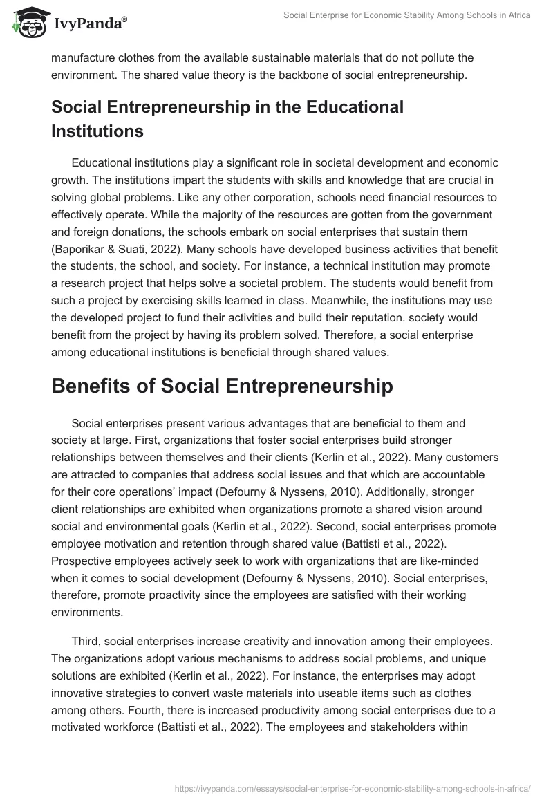 Social Enterprise for Economic Stability Among Schools in Africa. Page 3