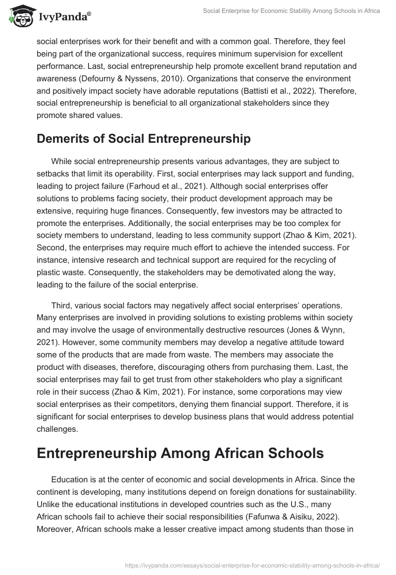 Social Enterprise for Economic Stability Among Schools in Africa. Page 4
