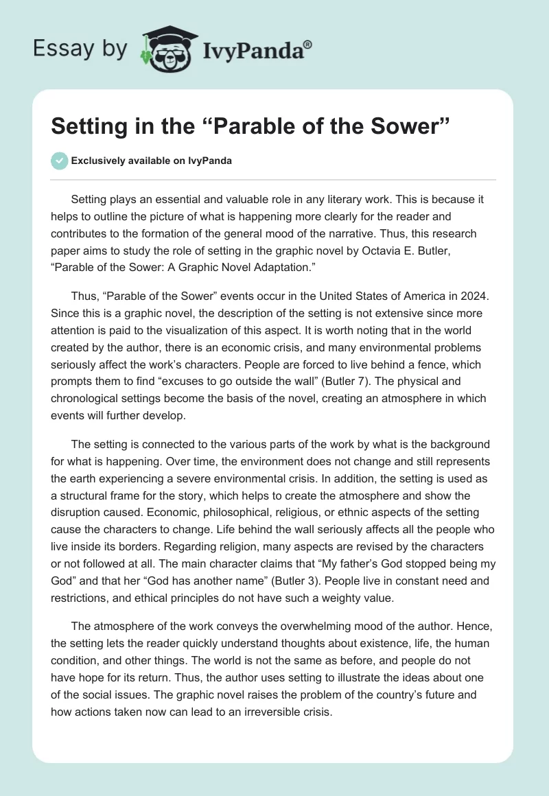 Setting in the “Parable of the Sower”. Page 1