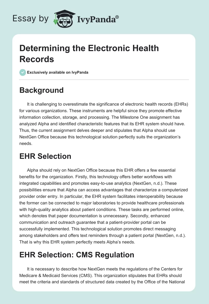 Determining the Electronic Health Records. Page 1