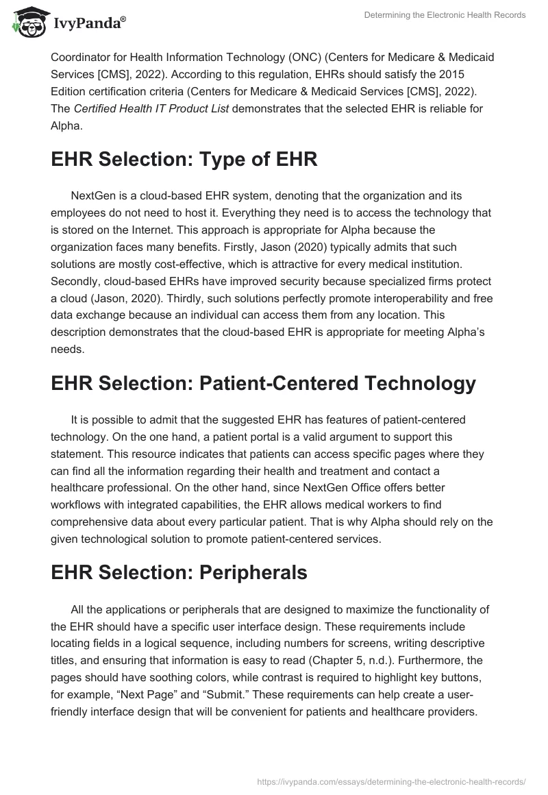 Determining the Electronic Health Records. Page 2