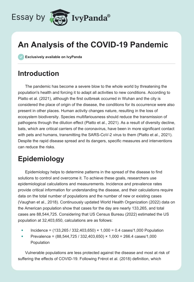 An Analysis of the COVID-19 Pandemic. Page 1