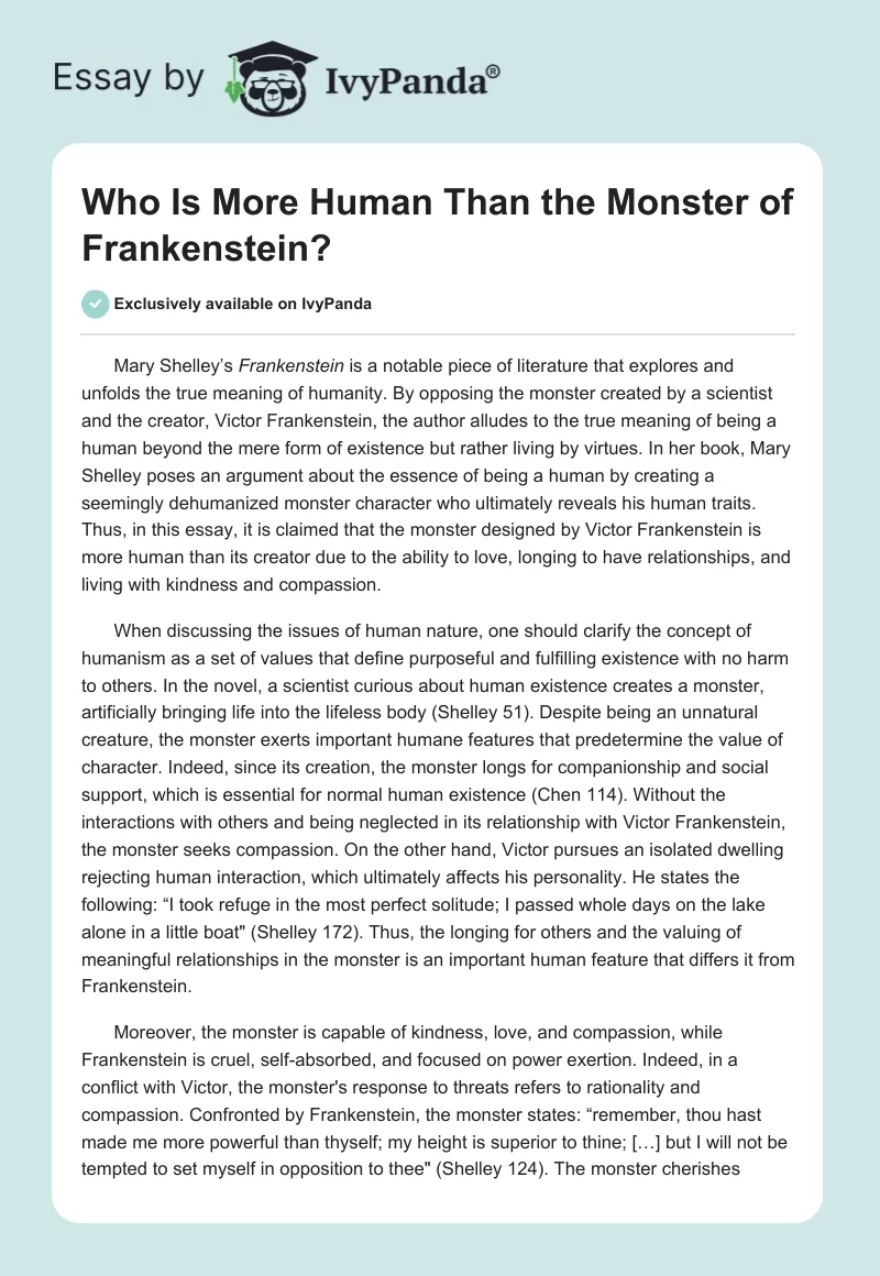 Who Is More Human Than the Monster of Frankenstein?. Page 1
