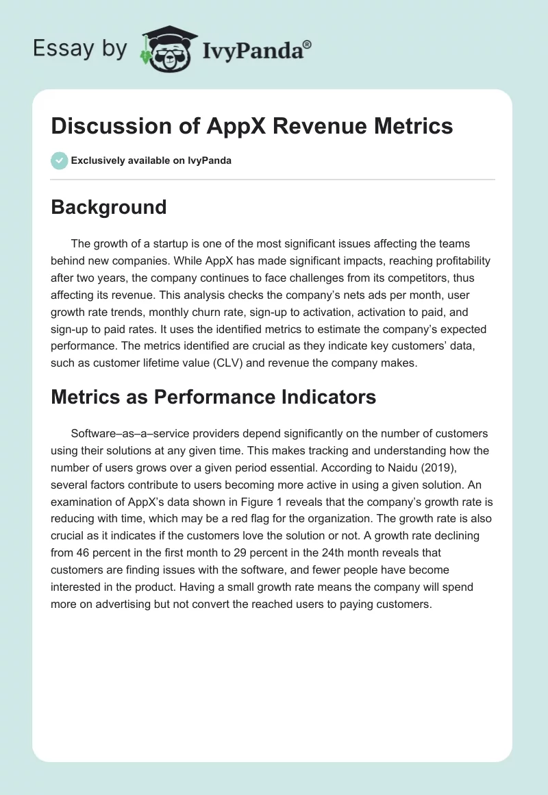 Discussion of AppX Revenue Metrics. Page 1