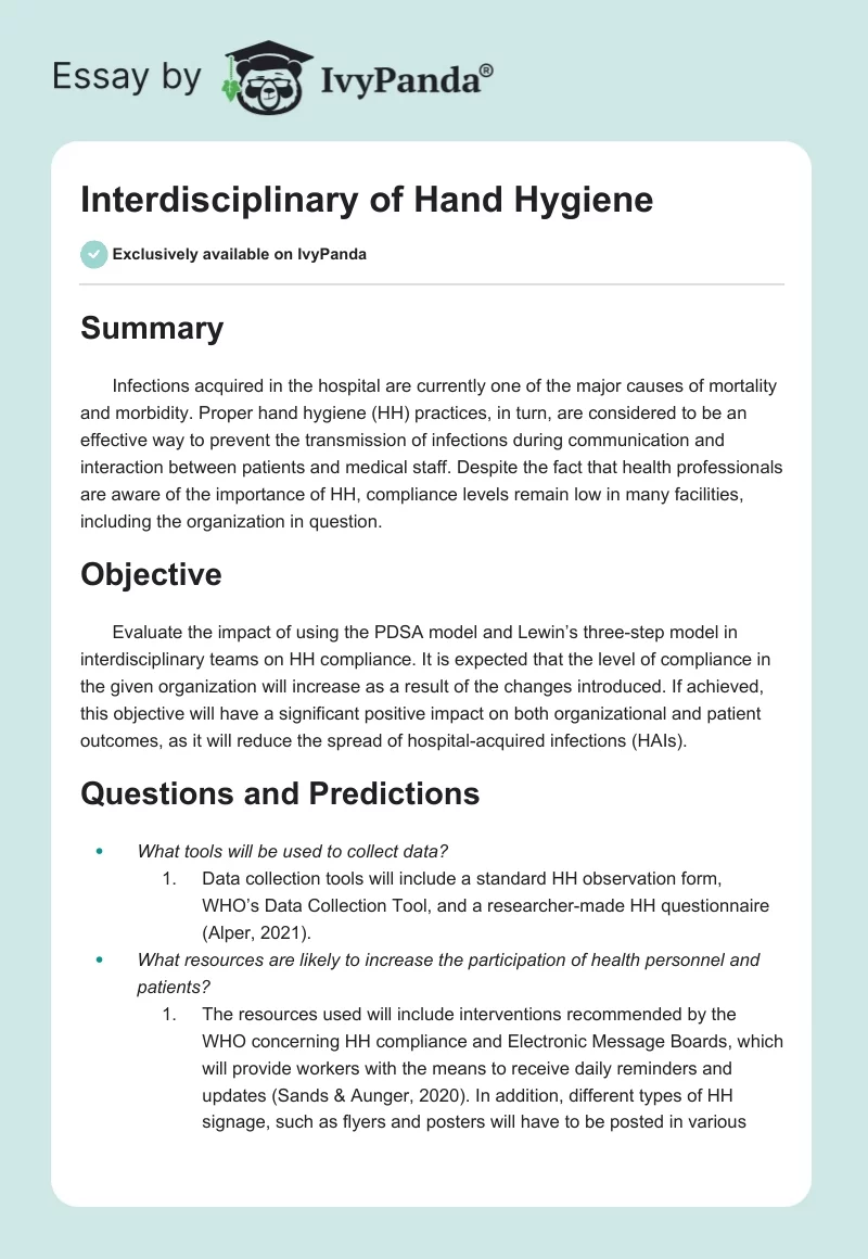 Interdisciplinary of Hand Hygiene. Page 1