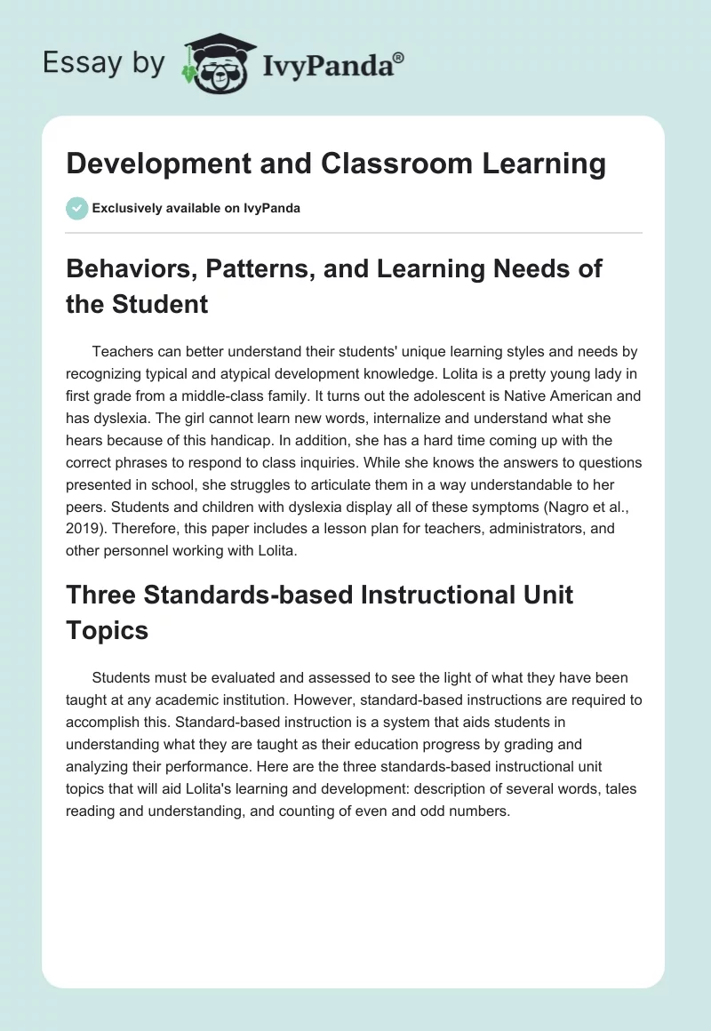 Development and Classroom Learning. Page 1