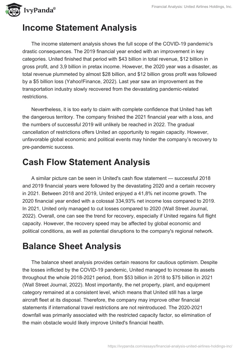 Financial Analysis: United Airlines Holdings, Inc.. Page 2