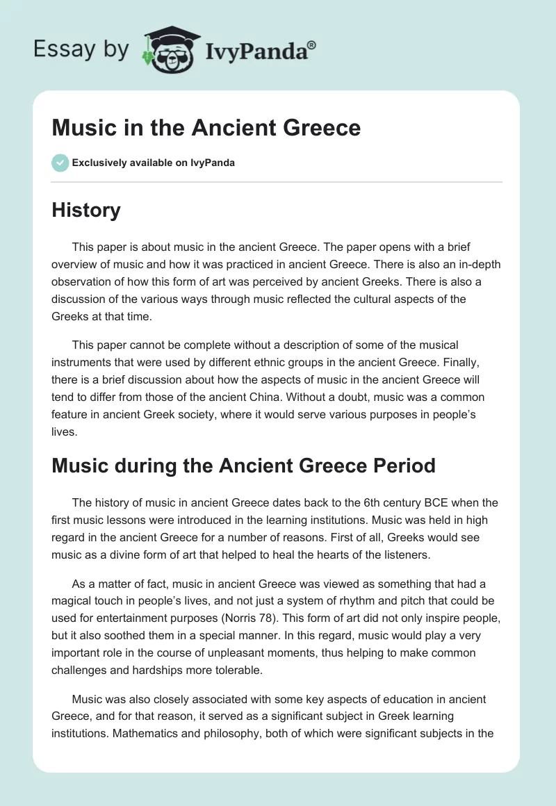 Music in the Ancient Greece. Page 1