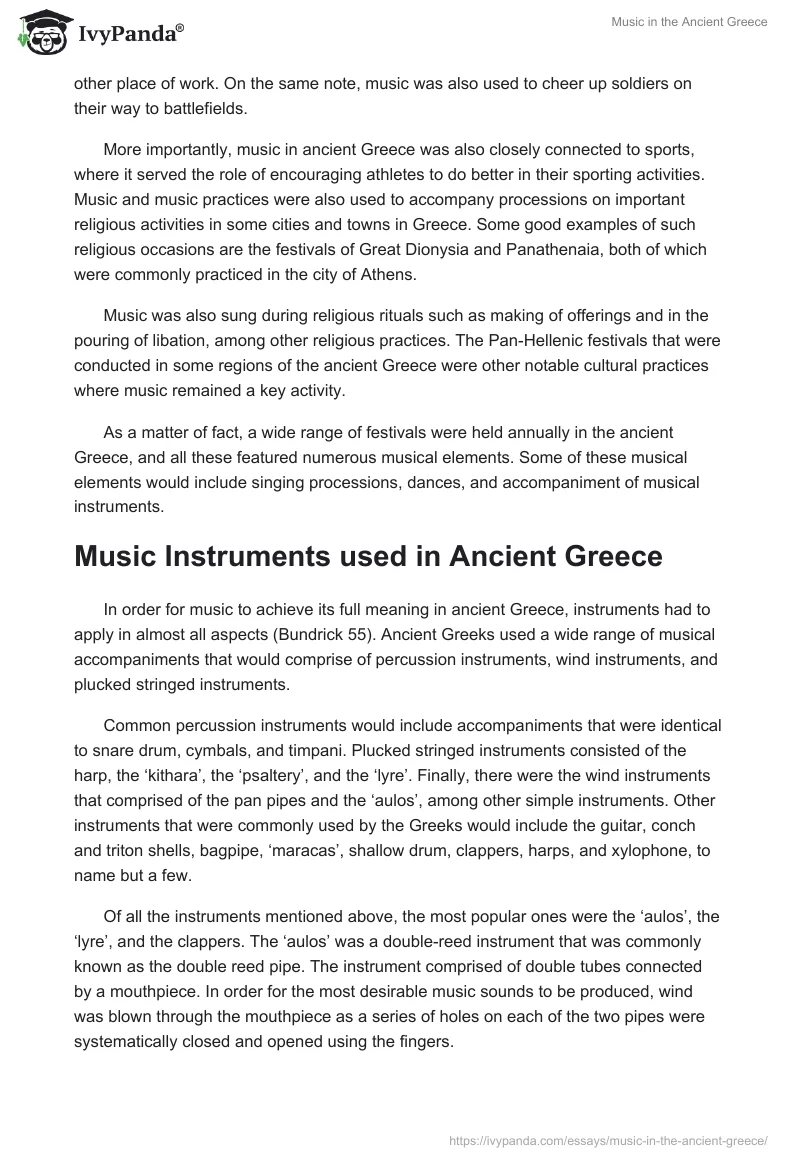 Music in the Ancient Greece. Page 3