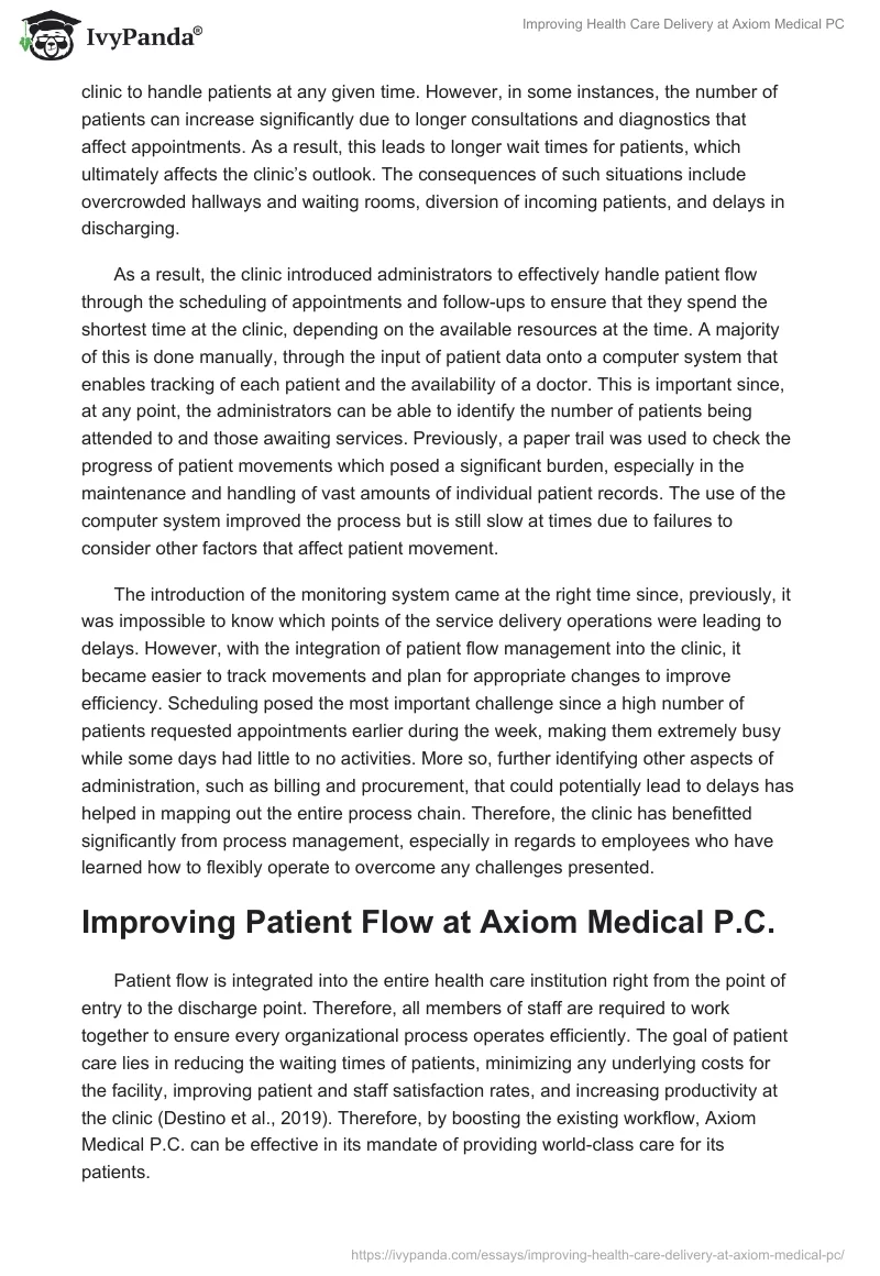 Improving Health Care Delivery at Axiom Medical PC. Page 3