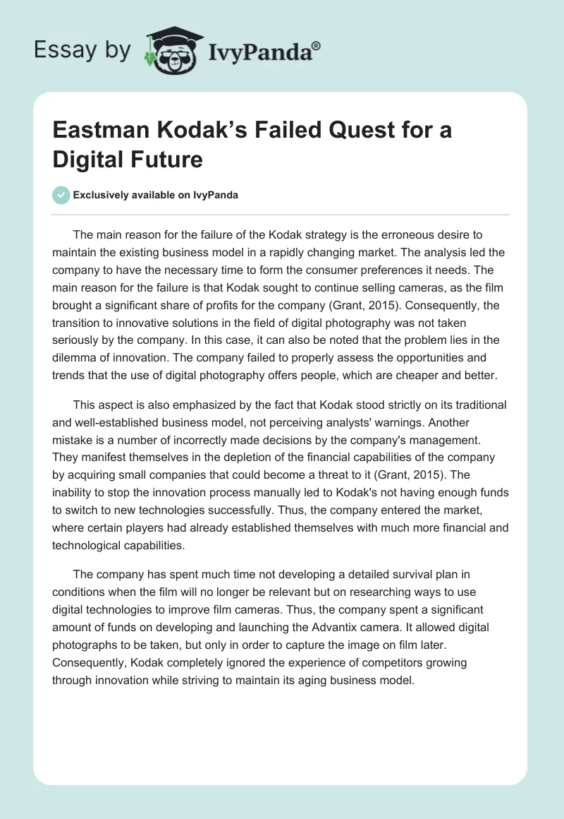 Eastman Kodak’s Failed Quest for a Digital Future. Page 1