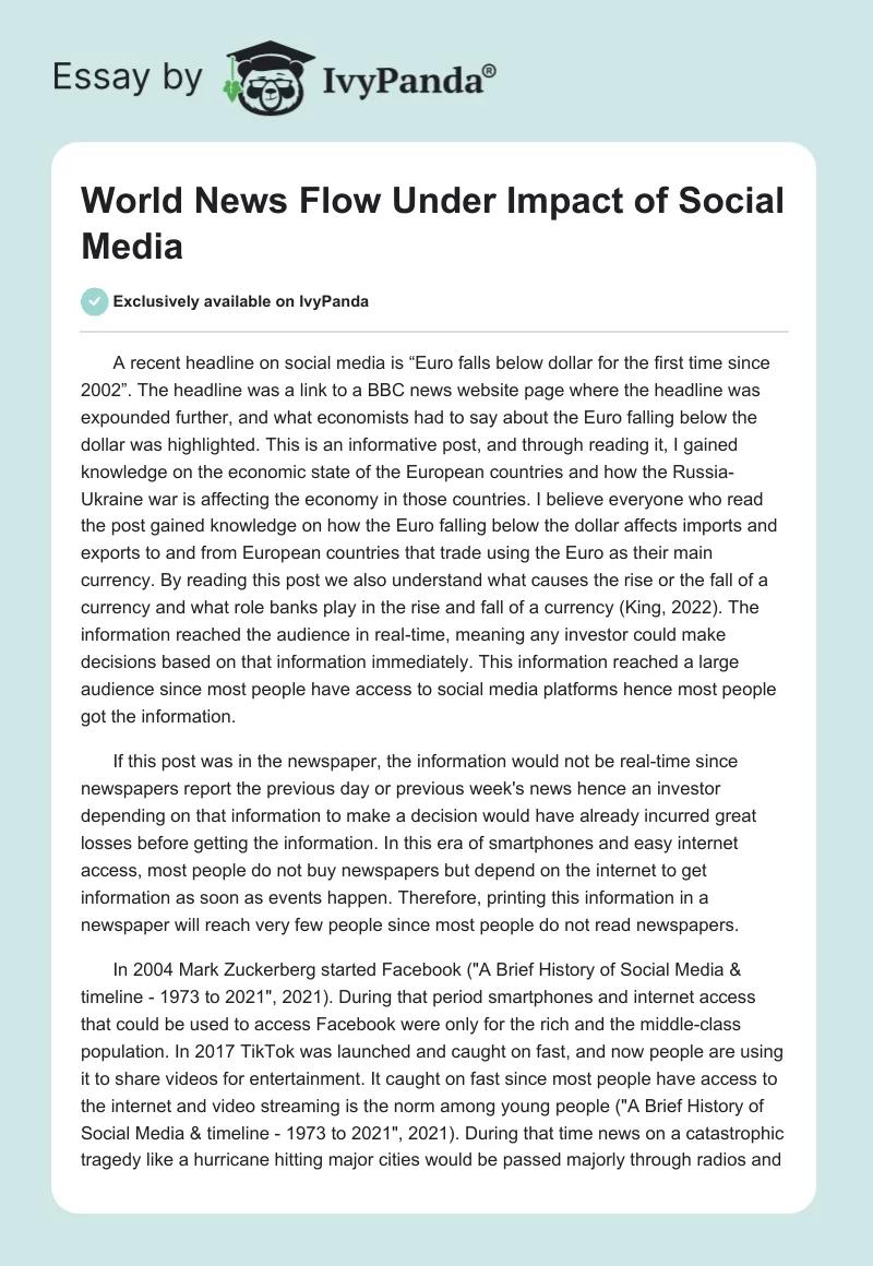 World News Flow Under Impact of Social Media. Page 1