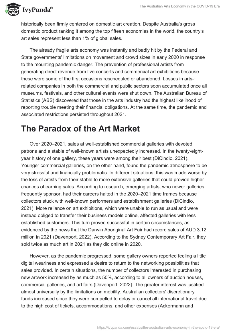 The Australian Arts Economy in the COVID-19 Era. Page 2