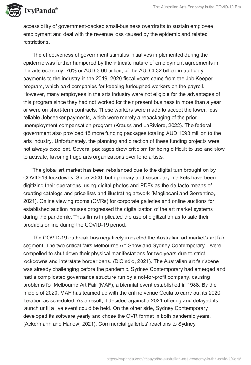 The Australian Arts Economy in the COVID-19 Era. Page 4
