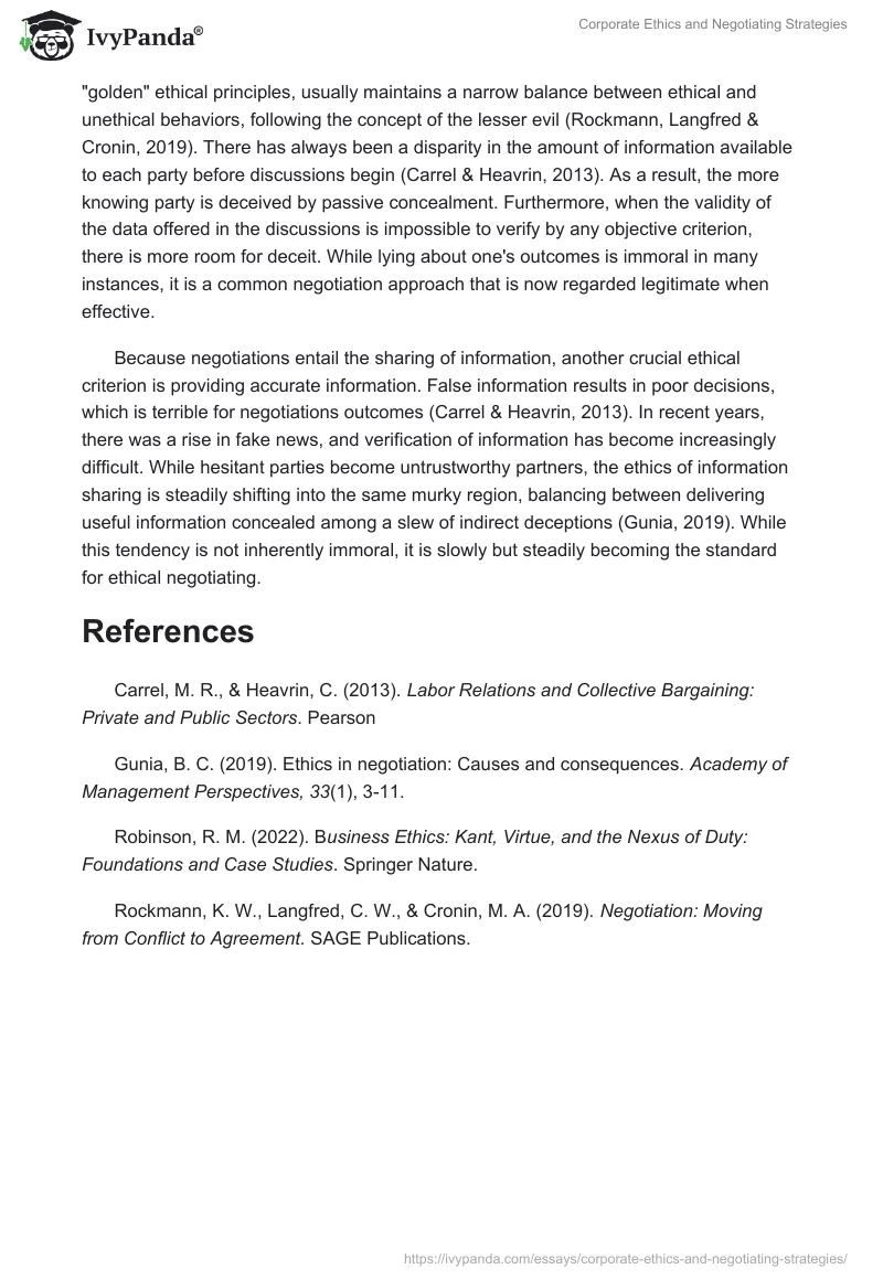 Corporate Ethics and Negotiating Strategies. Page 2