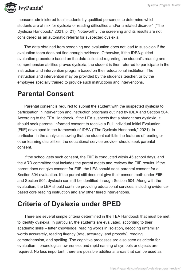 Dyslexia Program Review. Page 2