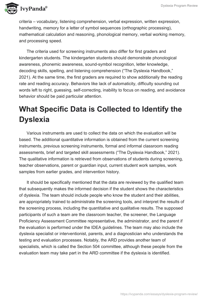 Dyslexia Program Review. Page 3