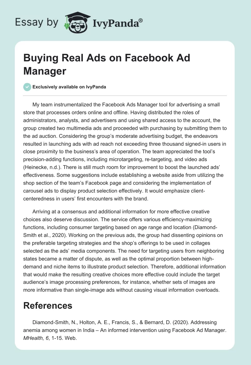 Buying Real Ads on Facebook Ad Manager. Page 1