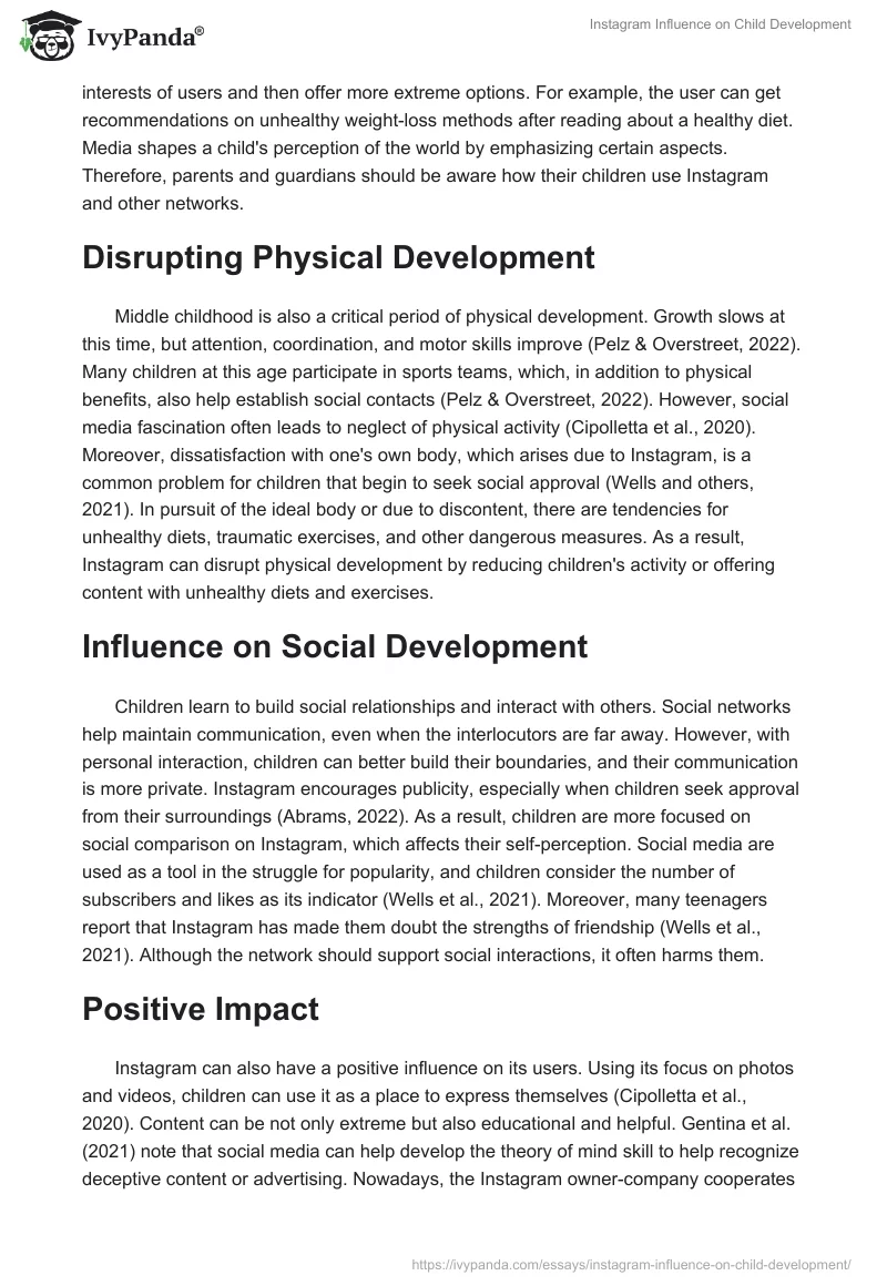Instagram Influence on Child Development. Page 2