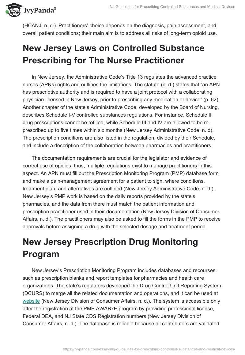 NJ Guidelines for Prescribing Controlled Substances and Medical Devices. Page 2