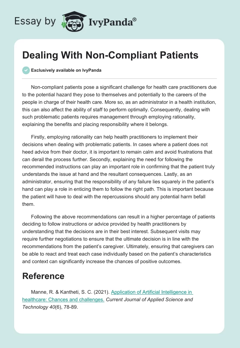 Dealing With Non-Compliant Patients. Page 1