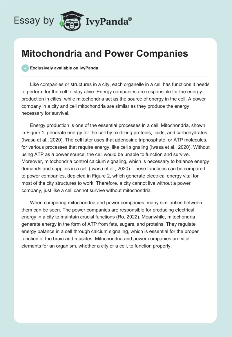 Mitochondria and Power Companies. Page 1