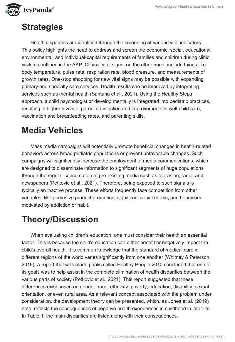 Psychological Health Disparities in Children. Page 3
