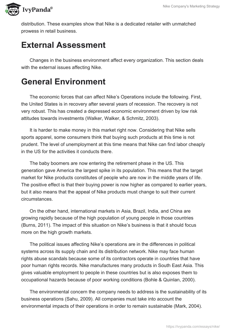 Nike Company's Marketing Strategy. Page 3