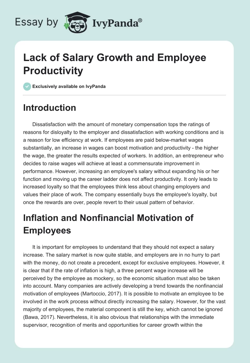 Lack of Salary Growth and Employee Productivity. Page 1