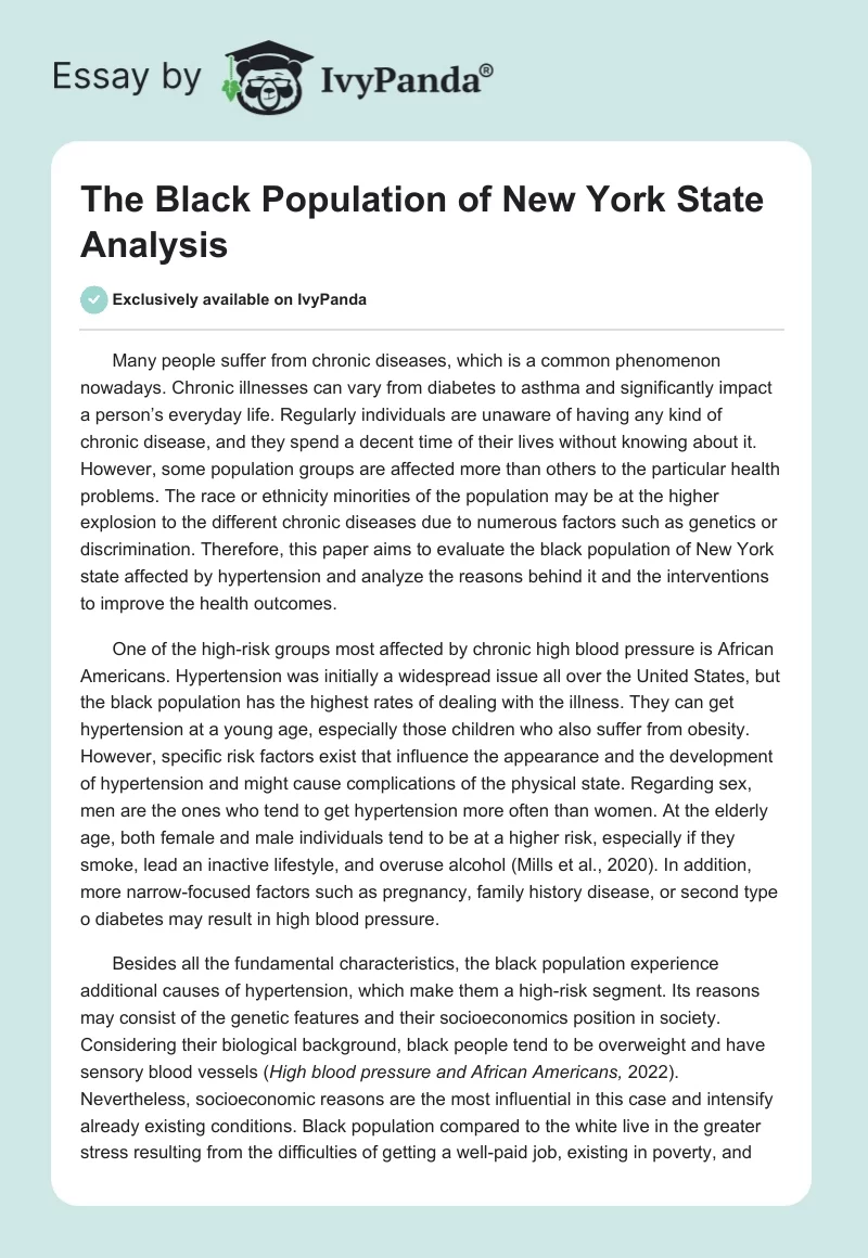The Black Population of New York State Analysis. Page 1