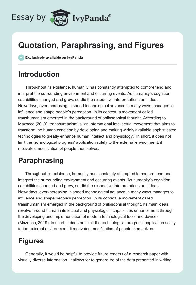 Quotation, Paraphrasing, and Figures. Page 1