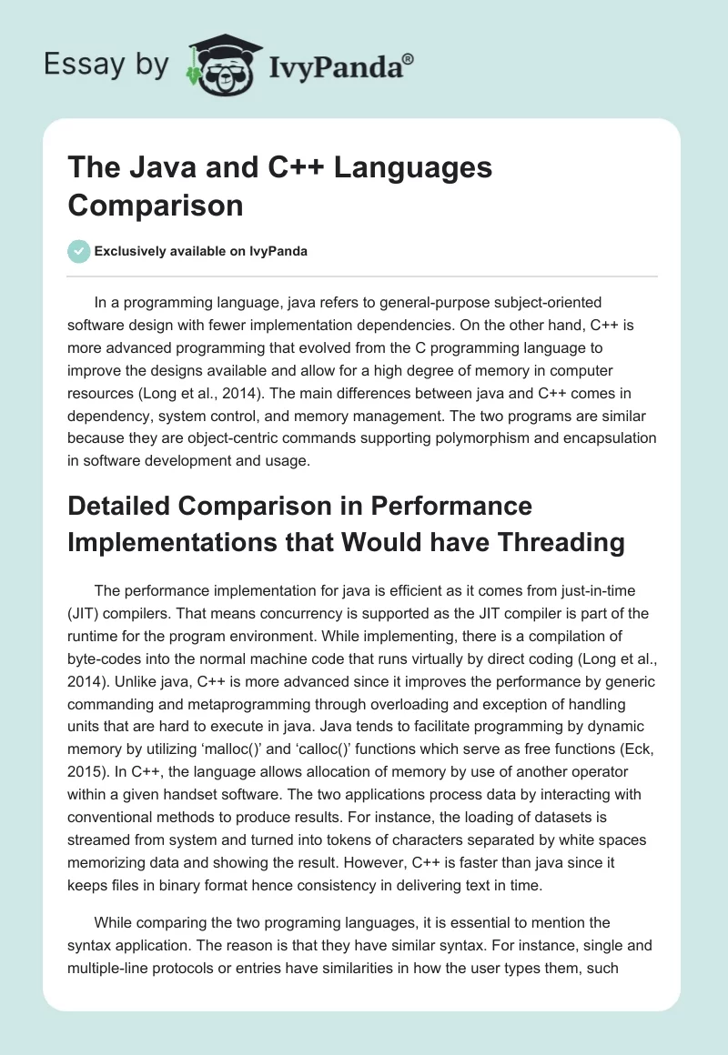 The Java and C++ Languages Comparison. Page 1