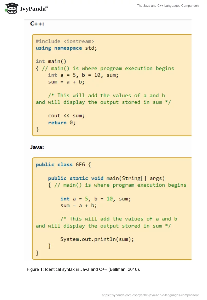 The Java and C++ Languages Comparison. Page 3