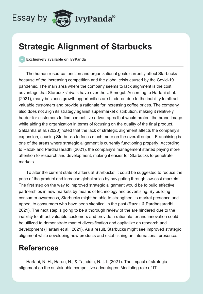 Strategic Alignment of Starbucks. Page 1