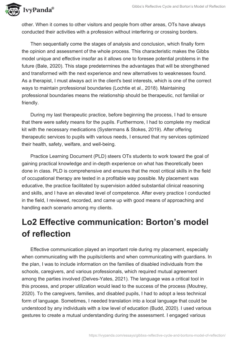 Gibbs’s Reflective Cycle and Borton’s Model of Reflection. Page 2