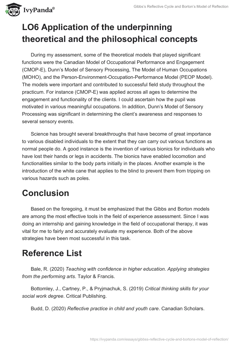 Gibbs’s Reflective Cycle and Borton’s Model of Reflection. Page 4