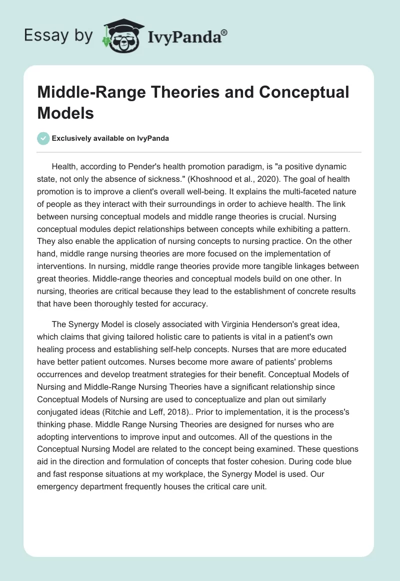 Middle-Range Theories and Conceptual Models. Page 1