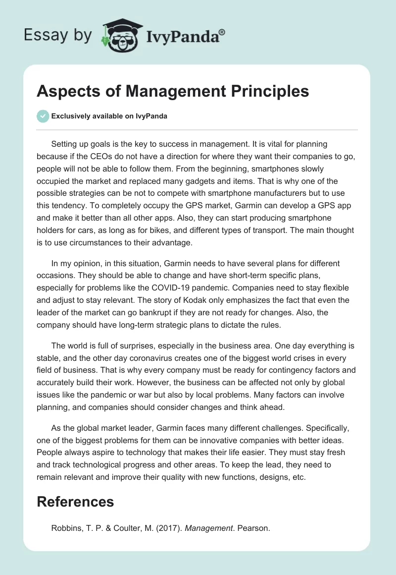 Aspects of Management Principles. Page 1
