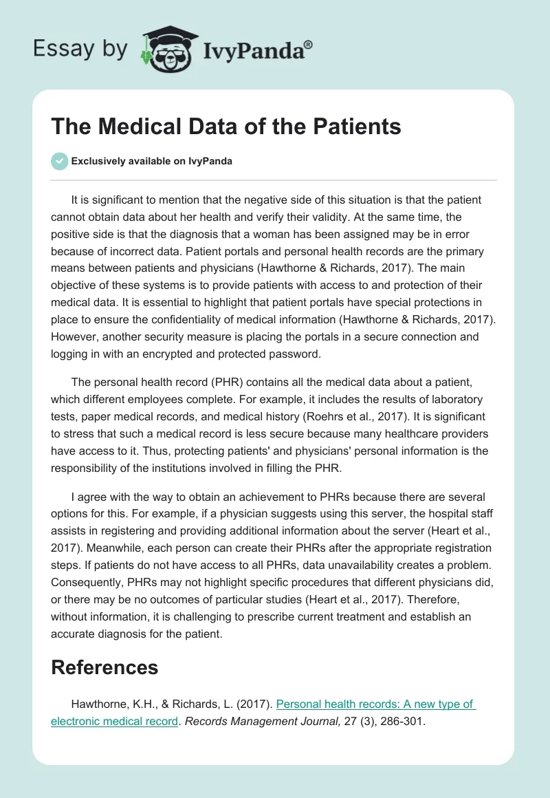 The Medical Data of the Patients. Page 1