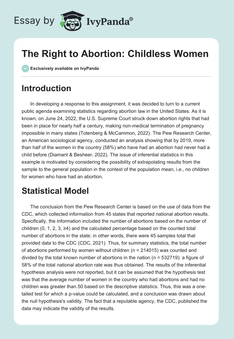 The Right to Abortion: Childless Women. Page 1