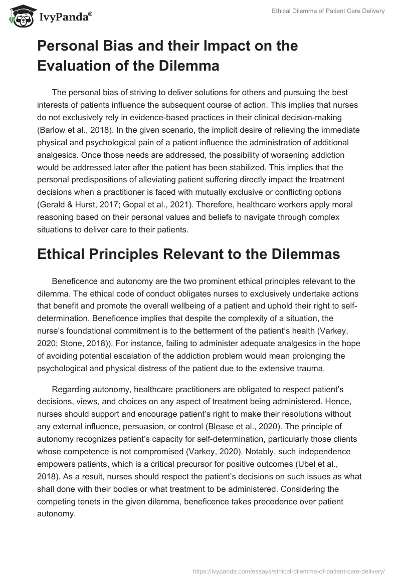 Ethical Dilemma of Patient Care Delivery. Page 2
