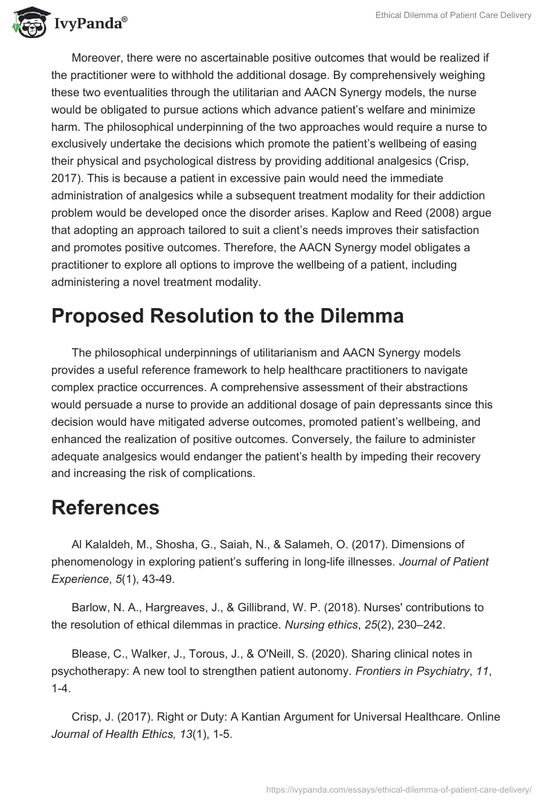 Ethical Dilemma of Patient Care Delivery. Page 5