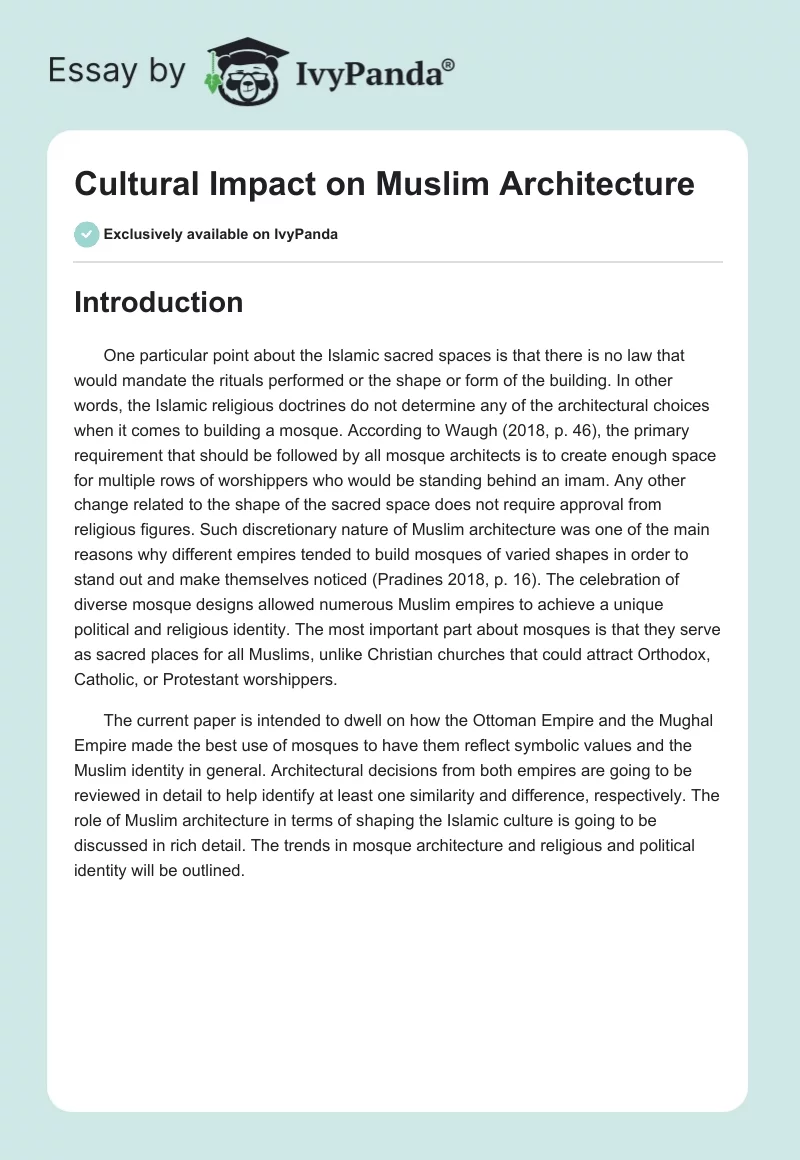 Cultural Impact on Muslim Architecture. Page 1